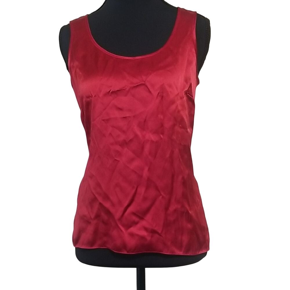 Talbots 100% Silk Elegant Red Sleeveless Tank Top Deep Red Dark Romantic Blouse